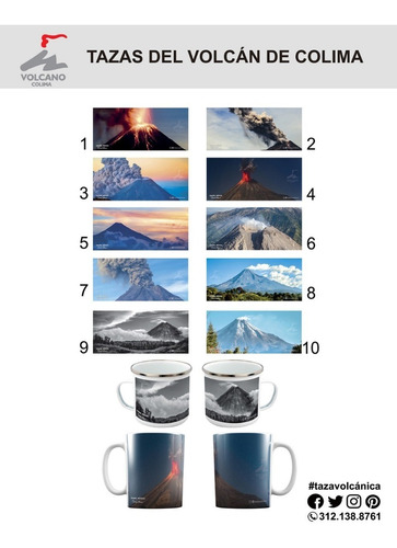 Colección De Tazas Volcán De Colima 10 Pz. Personalizadas