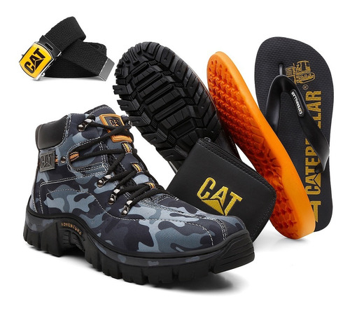 Imagem 1 de 4 de Kit Bota Caterpillar Adventure Carteira Cinto Chinelo Top!!!