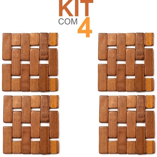 Imagem 1 de 3 de Kit 4 Descanso De Panela  Bambu  Ecológico Mesa 