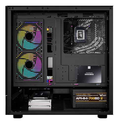 Gabinete Gamer Formula V Crystal Z8 Cosmic Black + 6 Fans