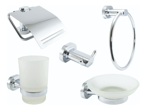 Set Baño Kit Accesorios Juego 5 Pzas Zinc Cromado 793