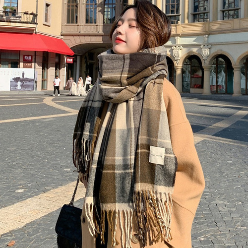 Nn Bufanda Invierno Unisex Cuadros Coreano/grueso Y Versátil