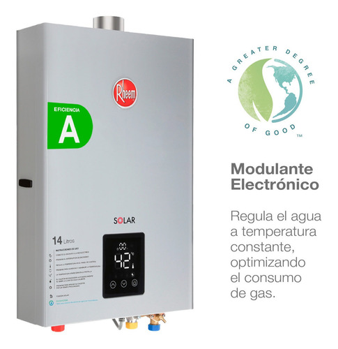 Calefont 14l Modulante Digital Rheem Tiro Forzado G Natural Color Gris Tipo De Gas Gn