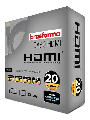 Cable Hdmi  2.0.v   4k - 3d Ready -  20 Metros