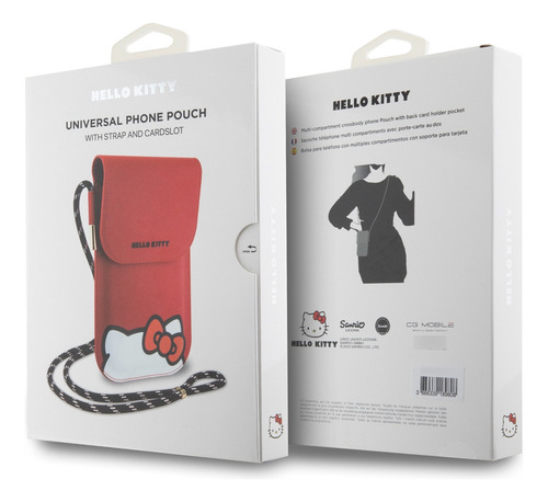 Wallet Hello Kitty Tpu Orejas Con Correa Roja