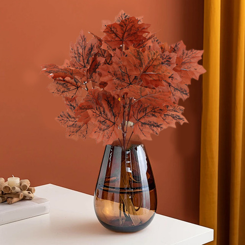 Simulación De Hojas De Arce Rojo Para Decoración De Patio In