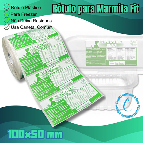 Etiqueta Para Marmita Fitness 500 Unidades Bopp 100x50mm