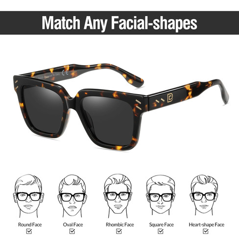 Duco Gafas De Sol Polarizadas Cuadradas Retro Para Hombres Y