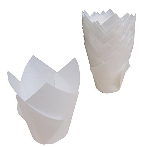 200 White Tulip Style Baking Cups Cupcake Liners Wrappers, H