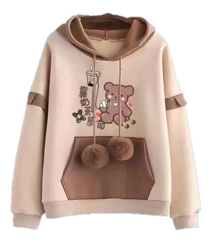 Sudadera Mujer Dulce Oso Estampado Estilo Universitario Moda