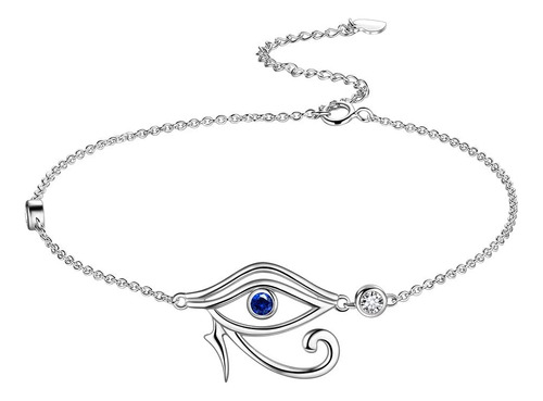 Pulsera Con Dije De Ojo De Horus Para Mujer, Plata Genuina, 