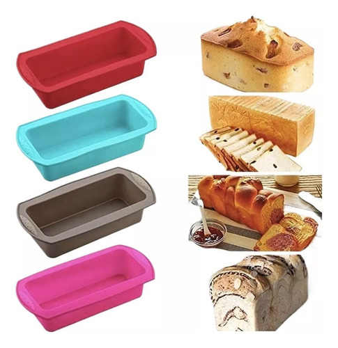 4 Moldes Rectangulares Pastel Desmontable Silicon Reposteria