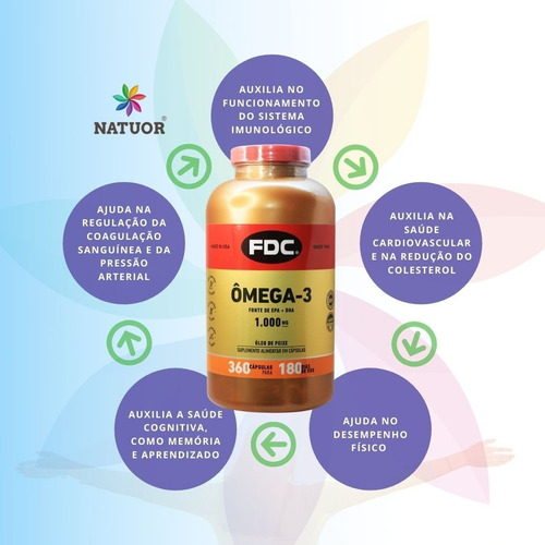 Imagem 5 de 9 de Ômega 3 Fdc Importado 360 Caps 1000mg Óleo De Peixe Epa Dha