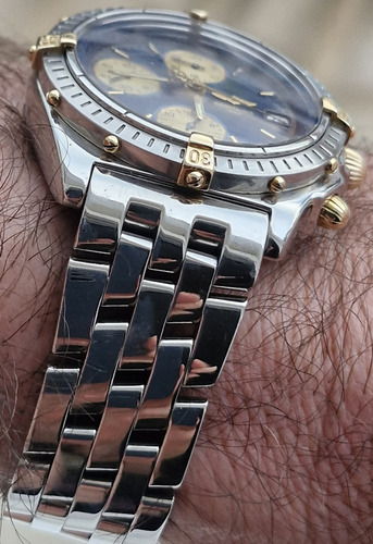 Relógio Breitling Chronomat Aço E Ouro. Fundo Azul. Ouro E Aço Ouro E Aço Azul (Usado)