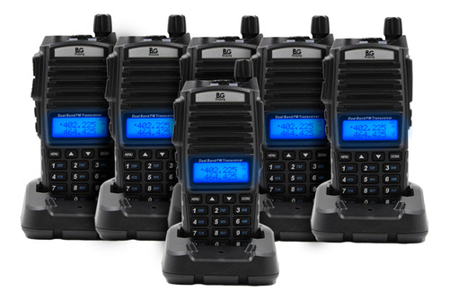 Kit 6 Rádio Ht Comunicador Baofeng Dual Band Uv82