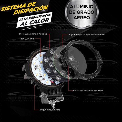 Imagen 5 de 10 de Faro Led Cree Redondo 7 Pulgadas 17 Led 51w Jeep 4x4