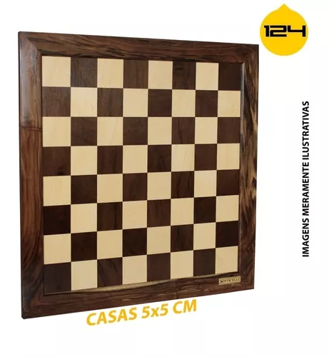 Jogo de Xadrez Tabuleiro Dobrável Casas 5x5cm + Peças