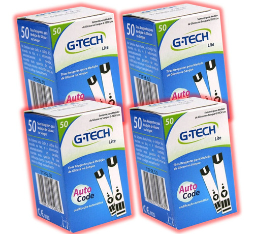 200 Tiras Glicemia G-tech Lite Fitas Glicose Diabete
