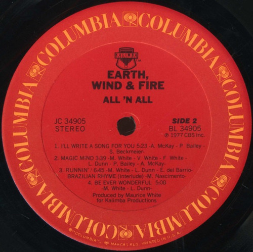 Disco Vinyl Earth, Wind & Fire-all N All