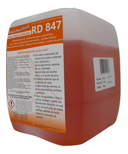 Limpiador Desinfectante Base Cloruro De Benzalconio 3.8 Lts