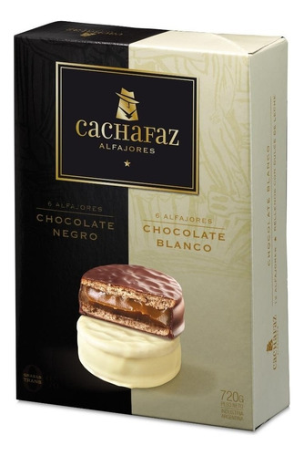 Alfajor Cachafaz Mixto Chocolate Blanco Y Negro 12 Un.