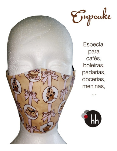 Máscara De Tecido Cupcake Forro Duas Camadas Kit Com 16