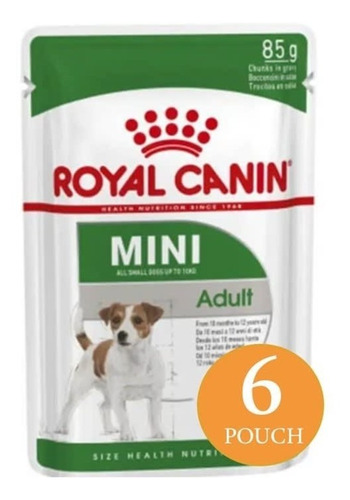 6 X Alimento Perro Royal Canin Mini Adulto Pouch 85gr. Np