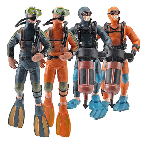 . 4x Miniatura Mergulhador Figura De Ação Modelo Mar