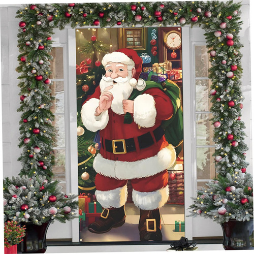 Tampa De Porta De Natal Da Balsa, Decorações De Papai Noel
