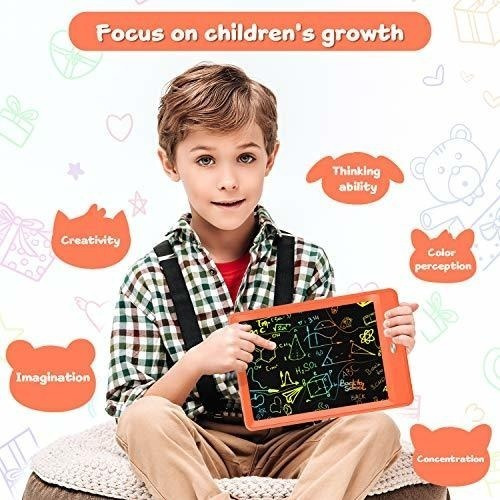 Imagen 5 de 6 de Tablet De Escritura Lcd A Color Para Niños Y Niñas - Orange