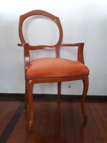 Sillon Estilo Reina Ana Ingles Escritorio Pintado Ocre