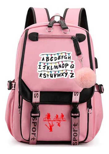 Mochila Con Puerto De Carga Usb-stranger Things