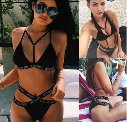 Sexy Bikini Cruzado Con Letras