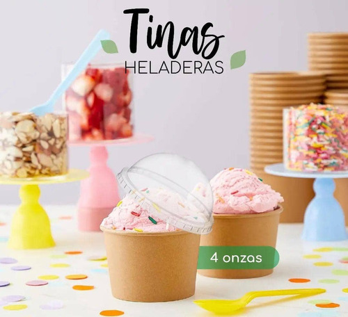 Tinas Heladeras Kraft 4 Onzas Con Tapa Domo Por Paquete 