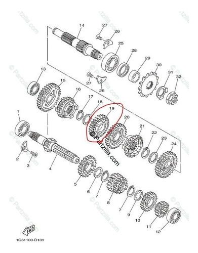 Imagen 3 de 3 de Engranaje Caja Yamaha Yz 125 05/19 23d Original Solomototeam