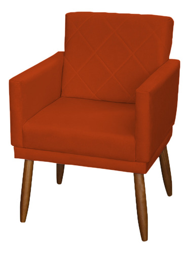 Kit 3 Poltronas Decorativas Para Recepção Consultório Cores Cor Terracota Desenho Do Tecido Suede Liso