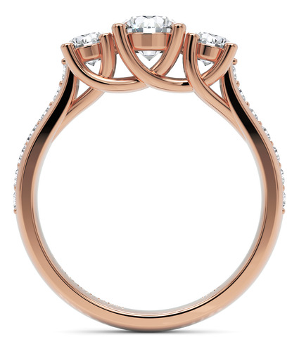 Anel De Noivado 3 Pedras Em Ouro 18k 1,1 Ct Com Moissanites