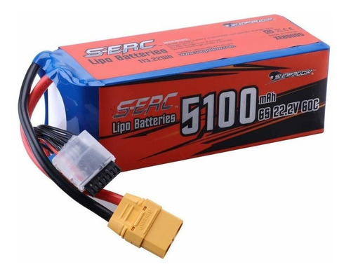 Bateria Lipo 22.2v 5100mah 60c 6s Xt90 Plug Sunpadow