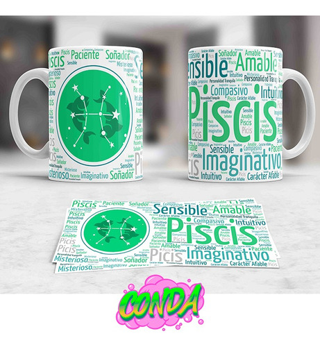 Taza Piscis / Signo Zodiacales / Taza De Cerámica