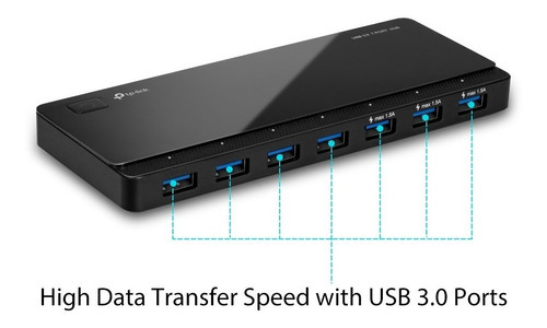 Hub 7 Puertos Usb 3.0 5 Gbps Tplink Uh720 2 Puertos Carga