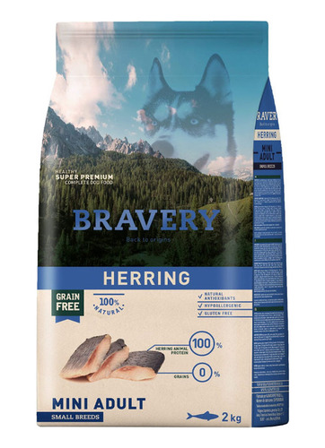 Alimento Bravery Herring Mini Adulto Raza Pequeña 2kg