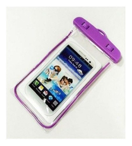 Capinha Bolsa Celular Impermeável Proteção Mergulho Chuva Cor Roxo