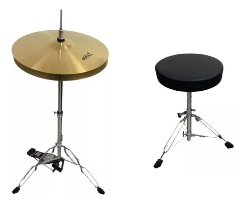 Bateria Acustica Mxt Completa Bumbo 20 Cor Vinho C/ Pratos Cor Bordô