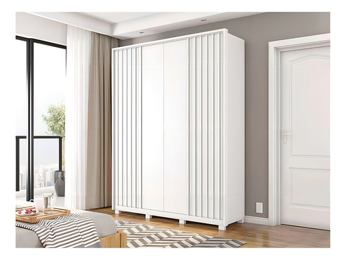 Guarda-roupa Casal Apollo 4 Portas 3 Gavetas Branco Fosco