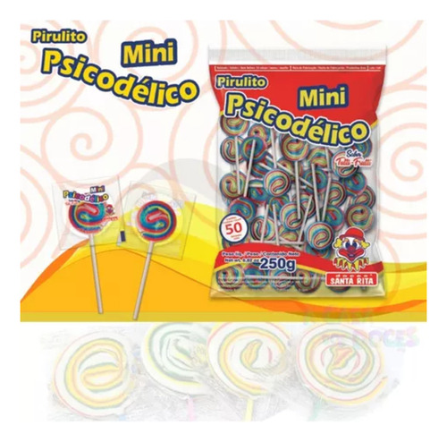 Kit 3 Pacote De Pirulito Psicodélico C/50 Unidades Festa