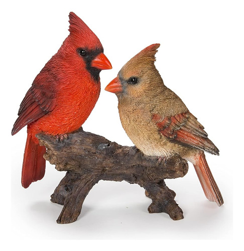 Hi-line Gift Cardinal Couple On Stump Garden Statue, Multico