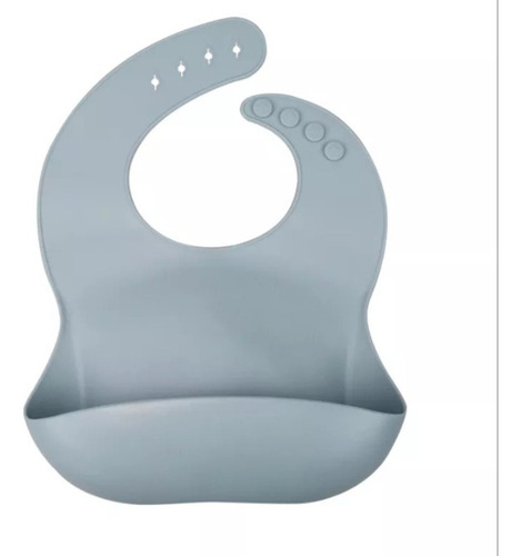 Babero De Silicona Con Bolsillo Premium Regulable Colores Celeste