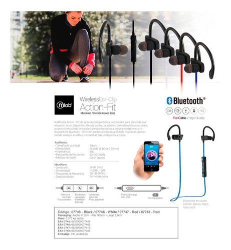 Audifonos Inalambricos Bluetooth Deportivos Mlab Action-fit