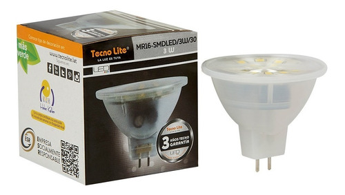 Foco Led Mr16-smdled/3w/30 127v Luz Calida Tecnolite