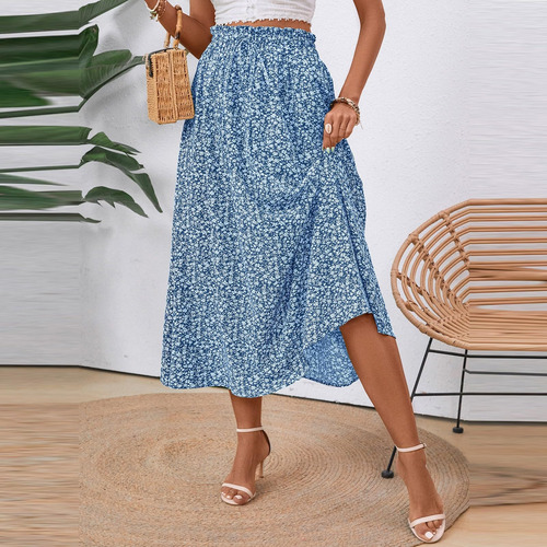 Saia Feminina P, Moda, Casual, Verão, Com Cordão, Estampa De